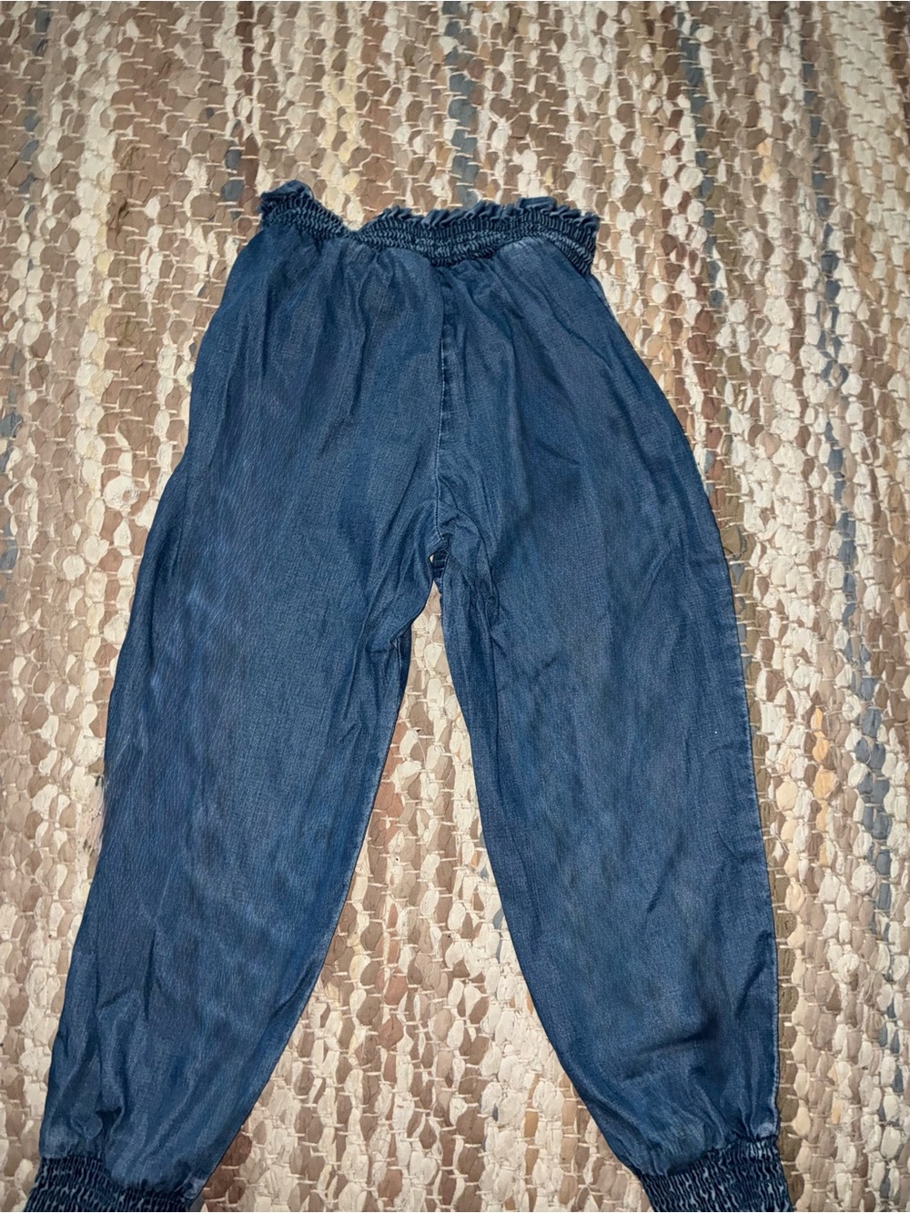 Janie and Jack Indigo Smocked-Waist Jogger Jeans